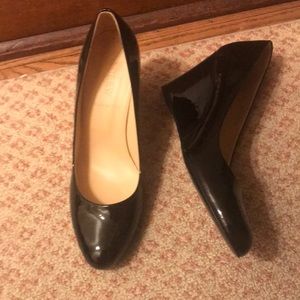 JCrew black patent heels with box